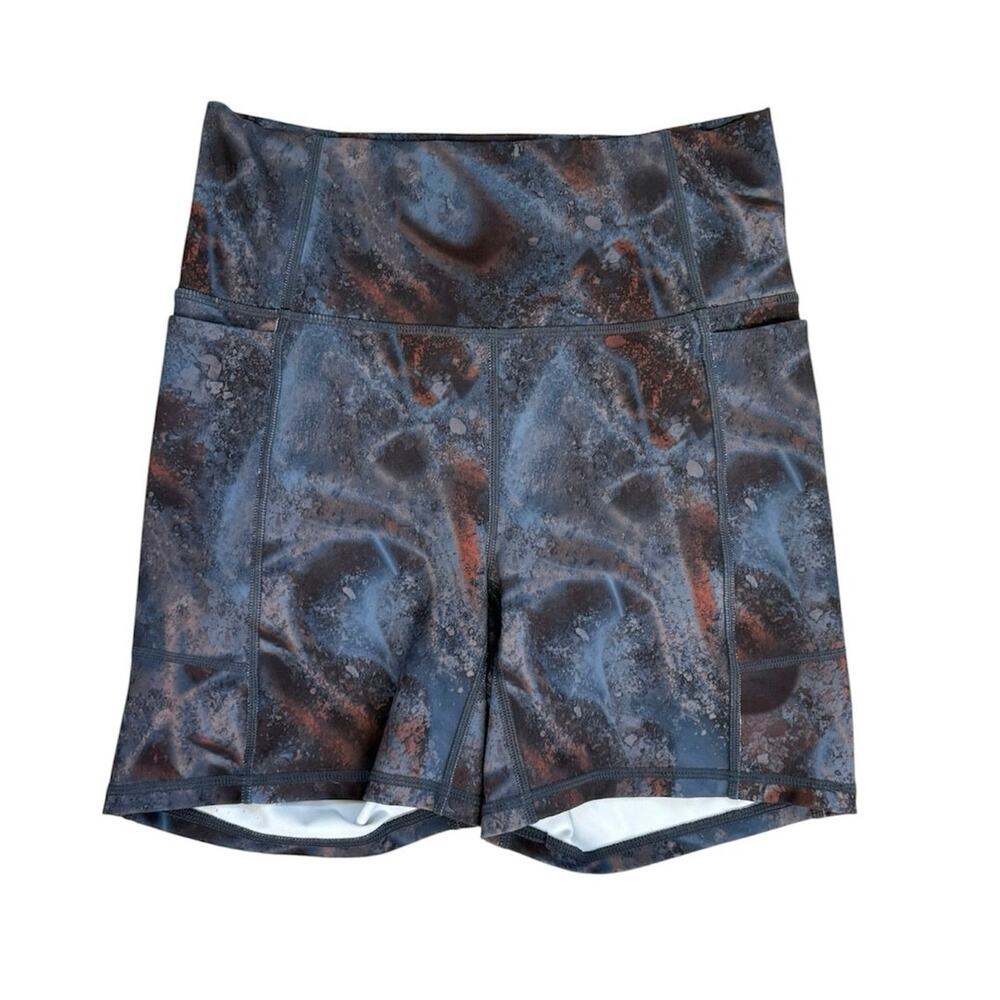 Fabletics Women's Size Small PureLuxe Blue Tie Dye Galaxy Print Biker Shorts Gym